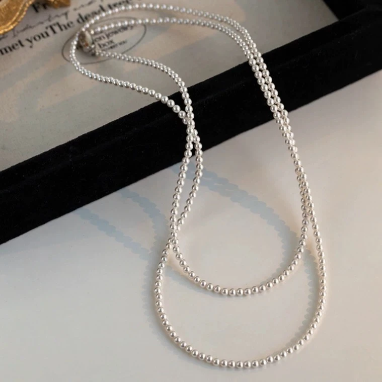 极光白3-4mm小米珠毛衣链