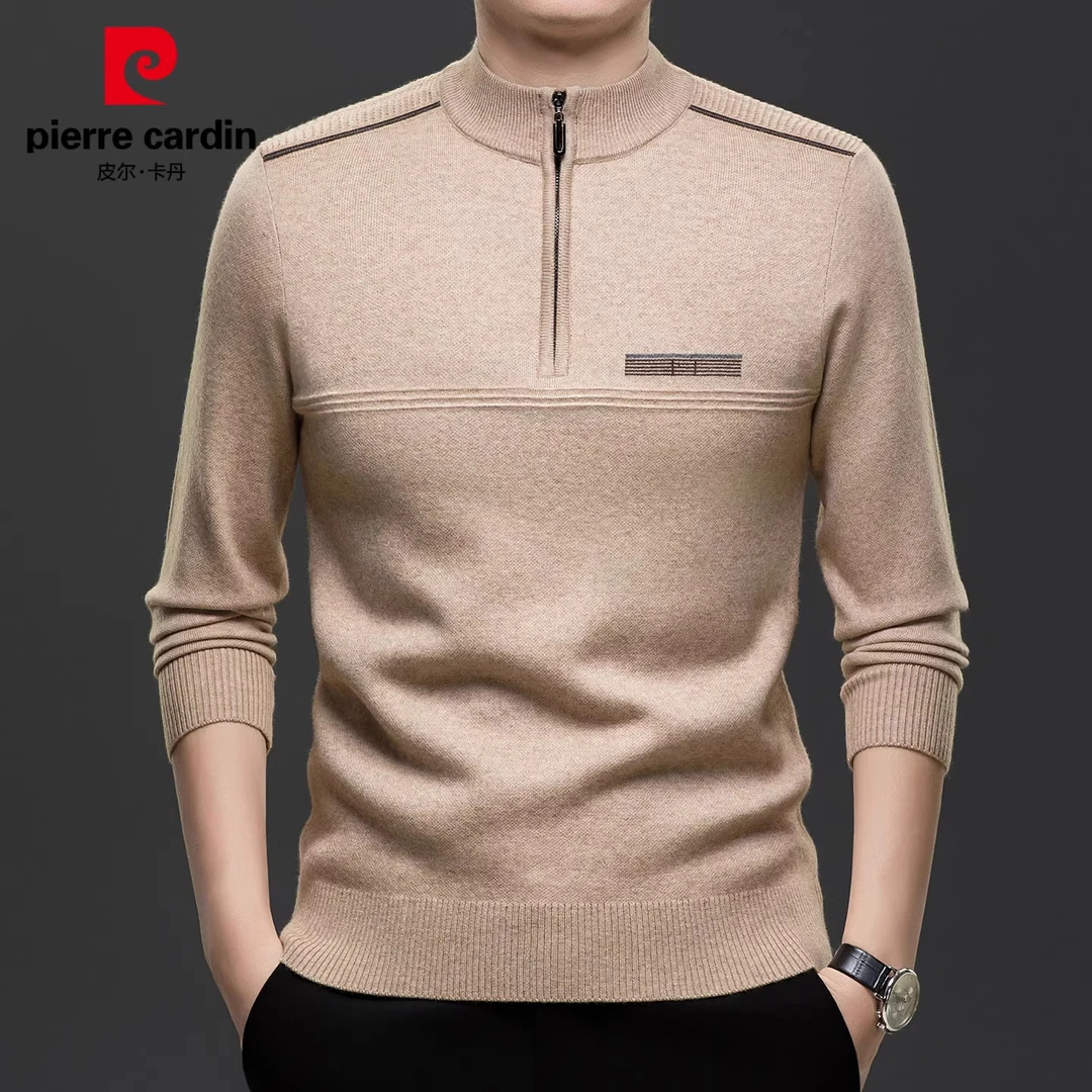 皮尔卡丹男士立领毛衣2025秋冬新款半高领拉链潮流休闲针织衫男装