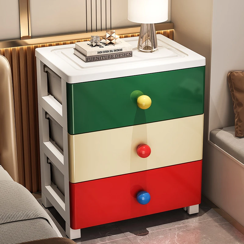 35CM多巴胺抽屉式家用卧室杂物整理柜客厅零食收纳柜夹缝床头柜子