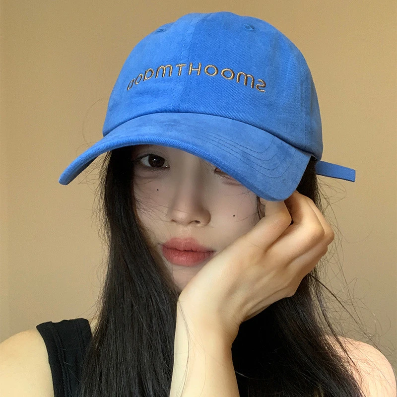 TIFICY户外新款韩系大头围棒球帽女时尚百搭大脸显脸小蓝色帽子