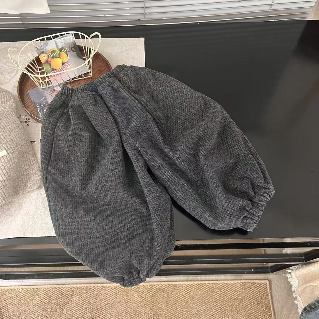 2024年秋冬新款儿童潮流百搭裤子宽松时尚洋气30277深灰色裤子