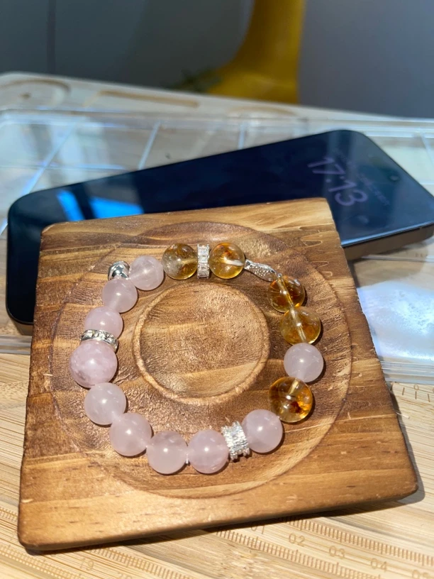 铜合金手链 桃花事业粉色黄色手串