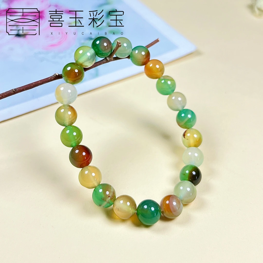 天然玛瑙多宝卡8圆珠单圈手串百搭   1577