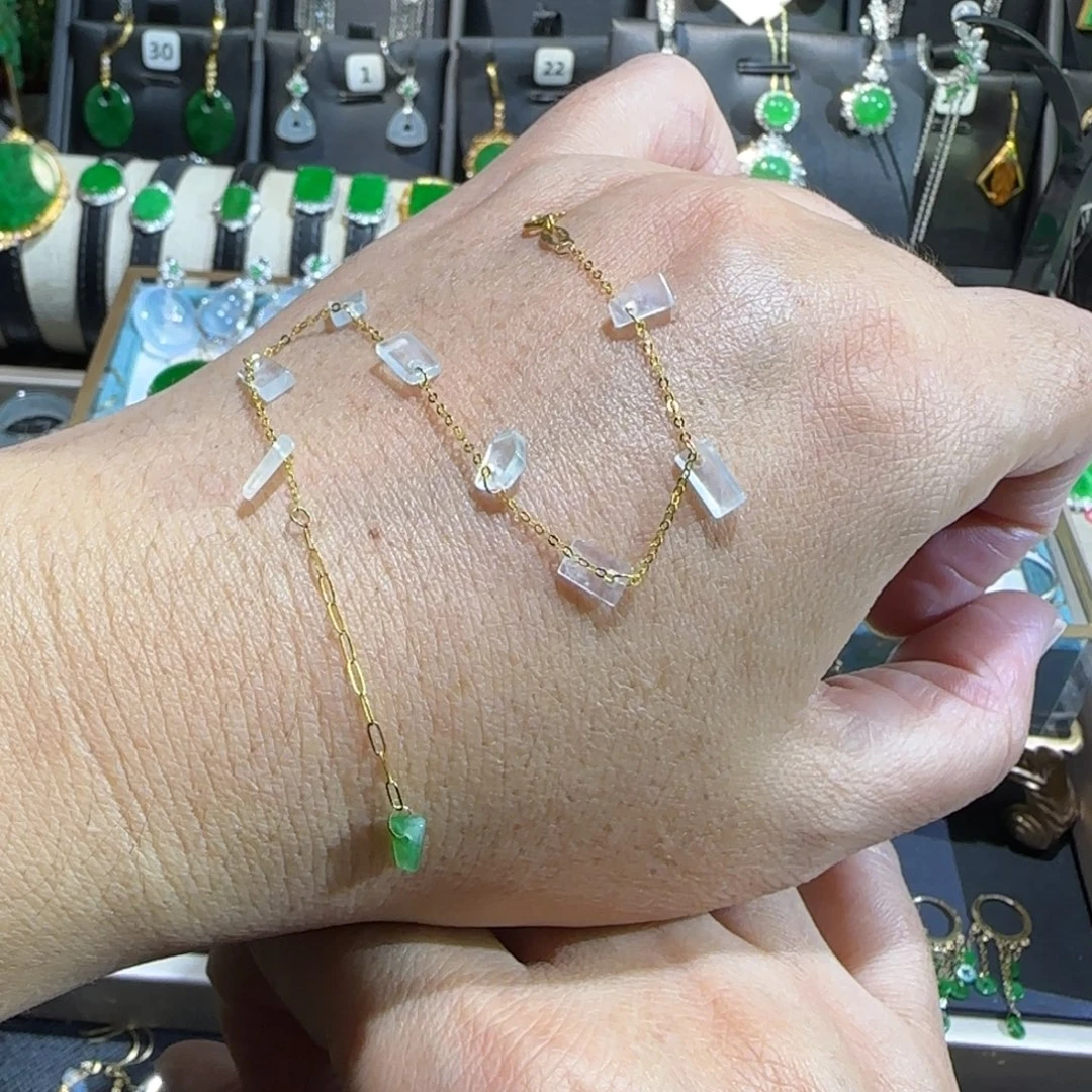 翡翠18K金镶嵌颈饰手链