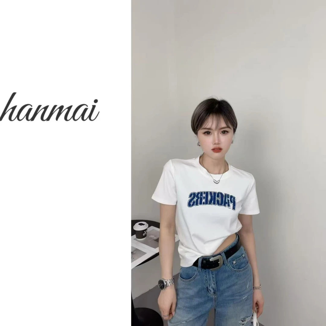 88欧版新款圆领植绒撞色字母时尚百搭短袖T恤