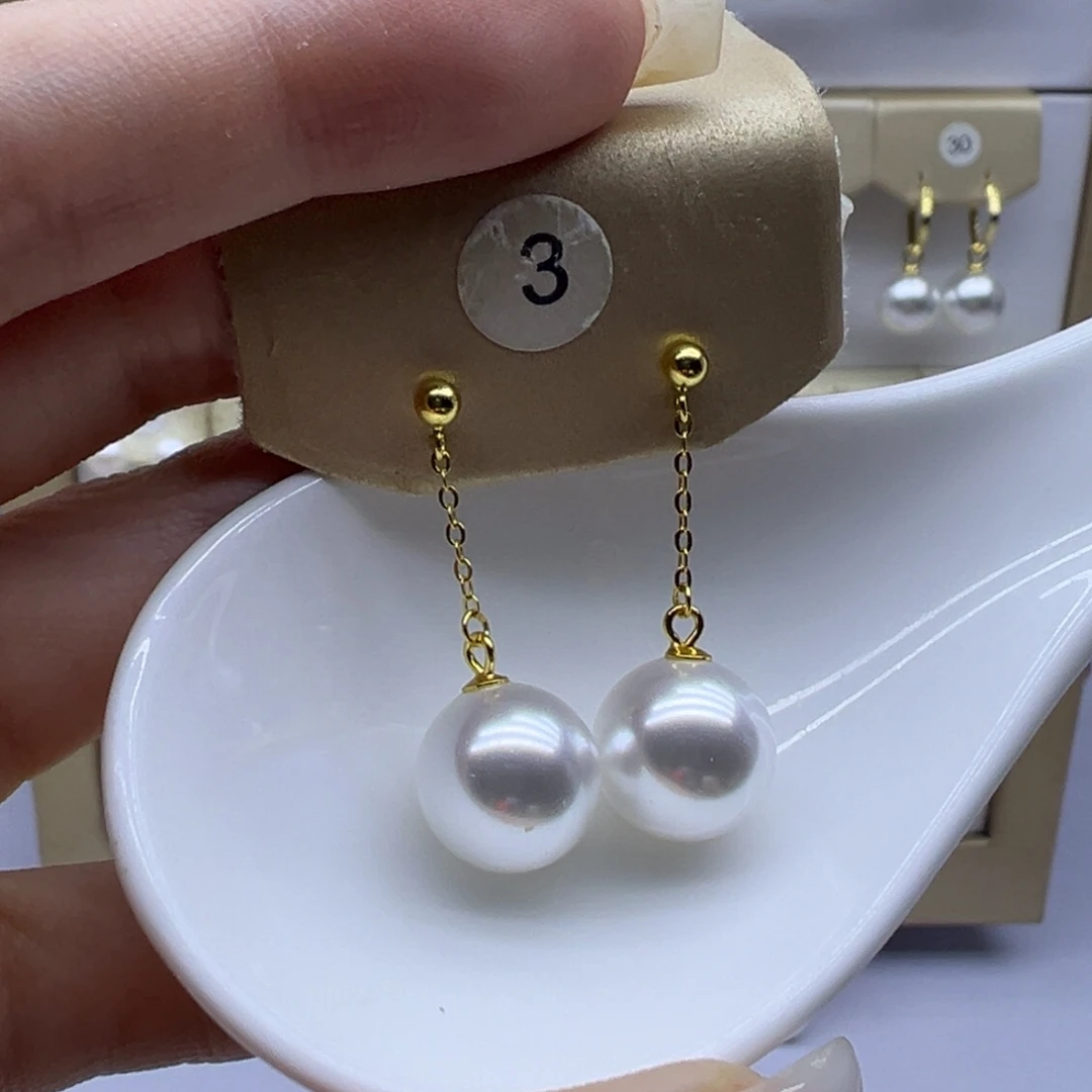 耳饰银S925镶嵌淡水珍珠