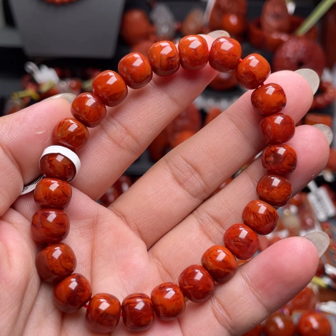 【闪购商品】南红玛瑙9➕高货满肉火焰纹老型手串未镶嵌