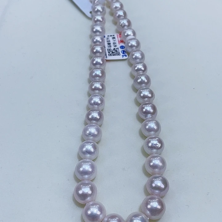 淡水珍珠颈饰银S925镶嵌9.5/11极光蔓塔玫瑰粉正圆捡漏