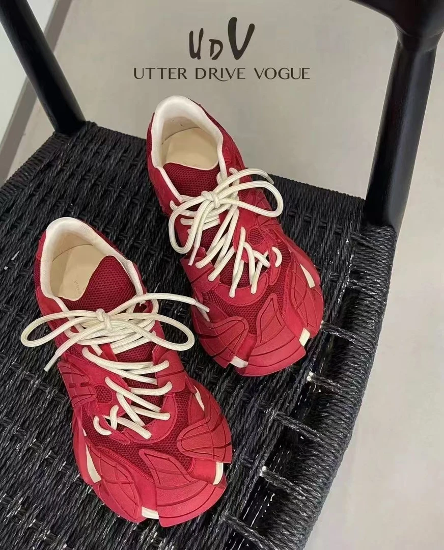 【五五定制】2025新款—时尚欧货小众拼色厚底八爪鱼运动休闲鞋