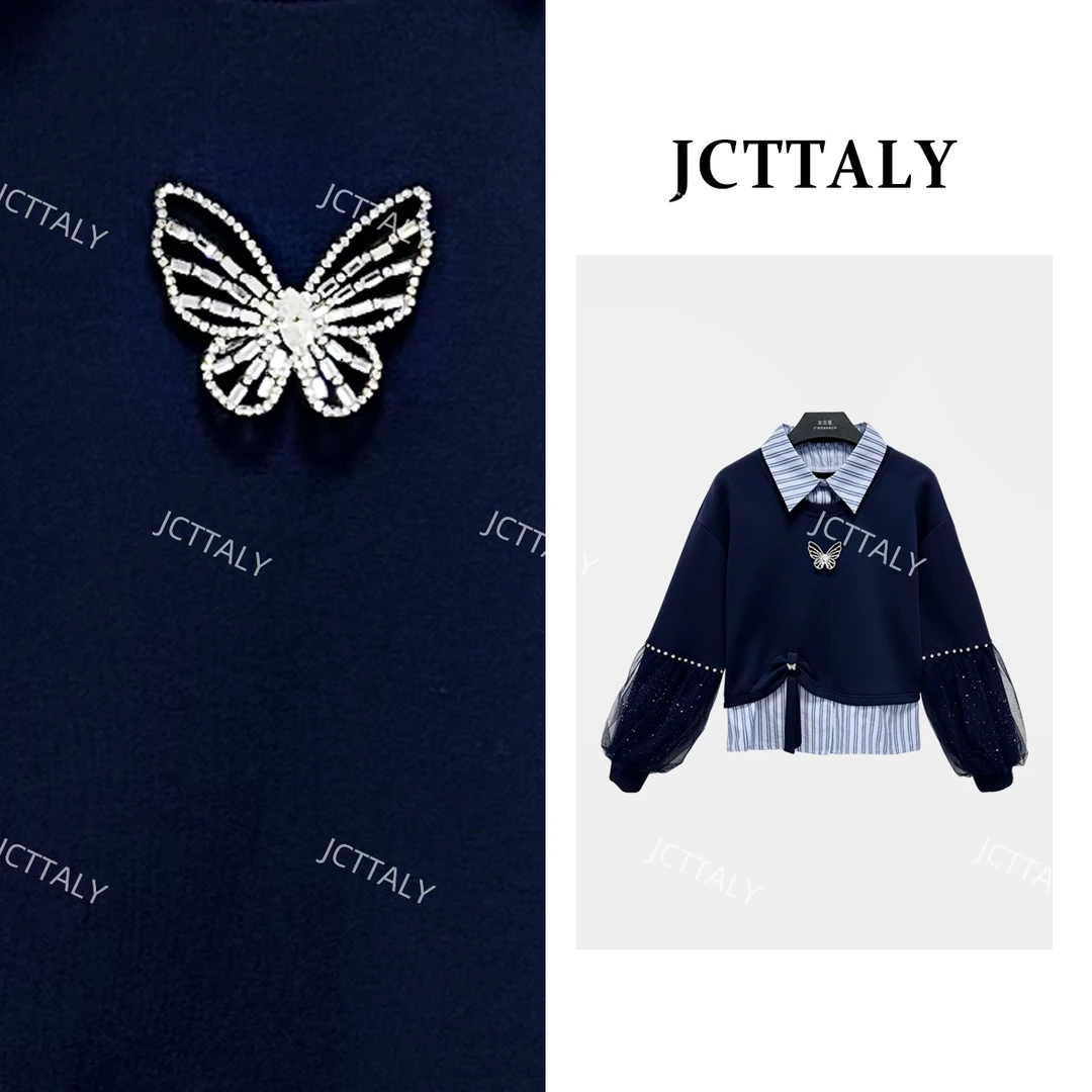 【Linda专属】【34】设计师款时尚长袖卫衣蝴蝶拼接百搭卫衣NH-Q0544