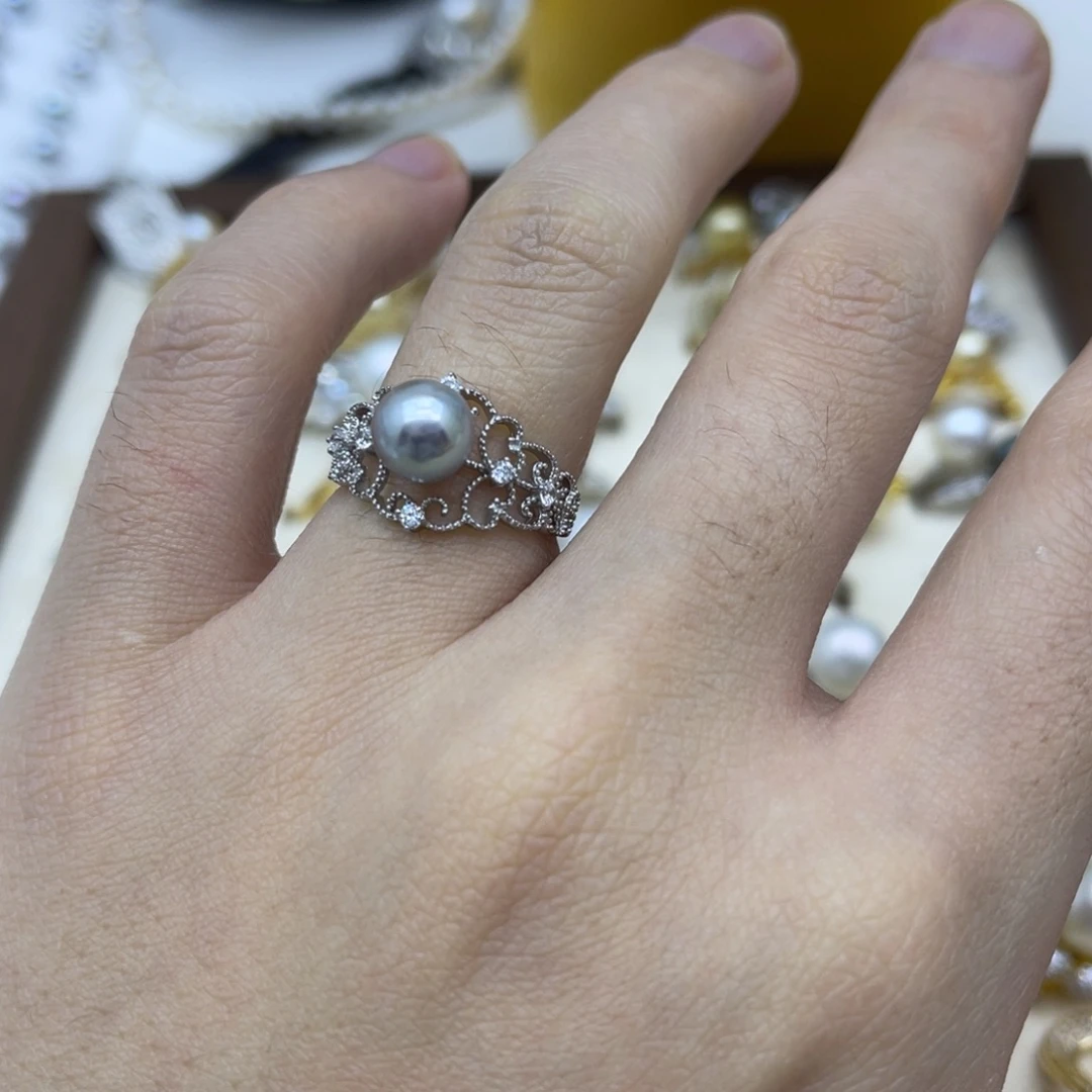 海水珍珠戒指银S925镶嵌