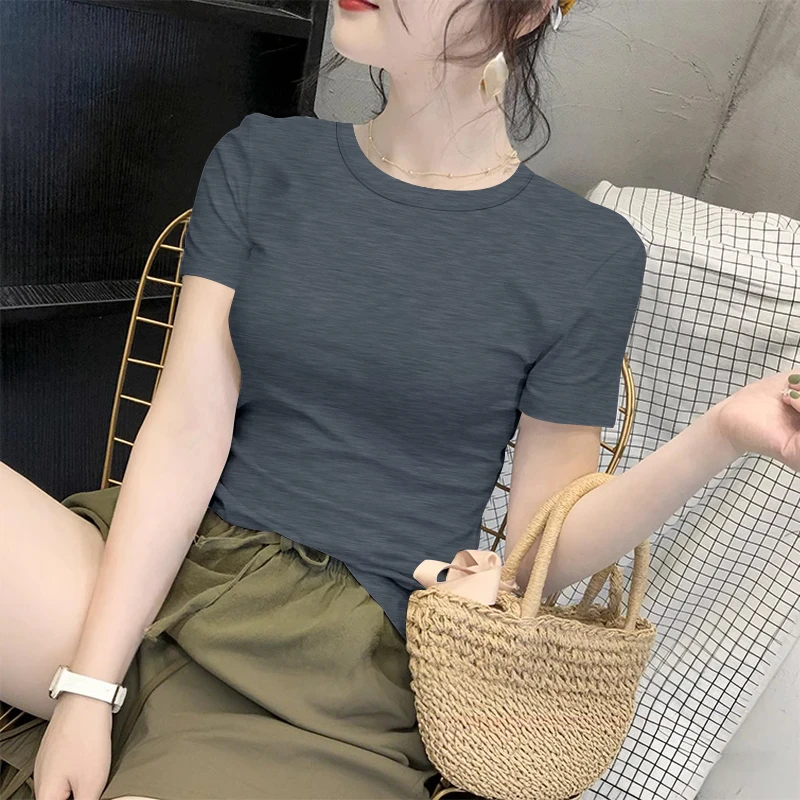 2025新款重磅260克莫代尔纯色百搭夏季宽松纯色显瘦洋气打底衫t恤