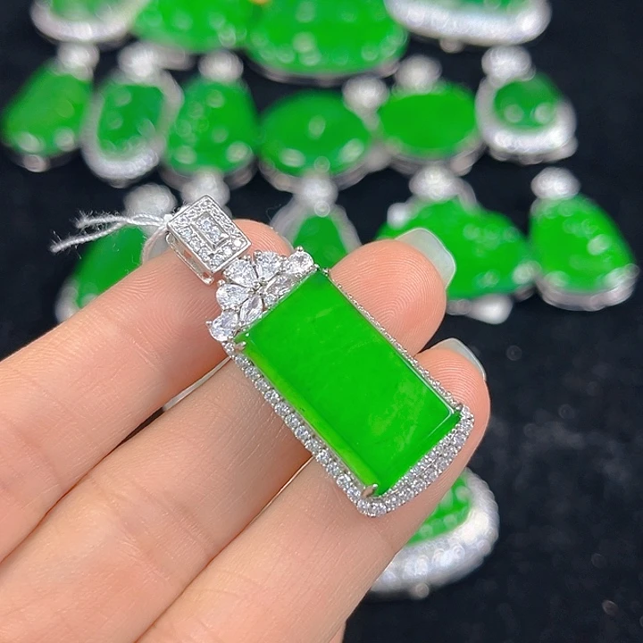 翡翠银S925镶嵌吊坠(不含链)