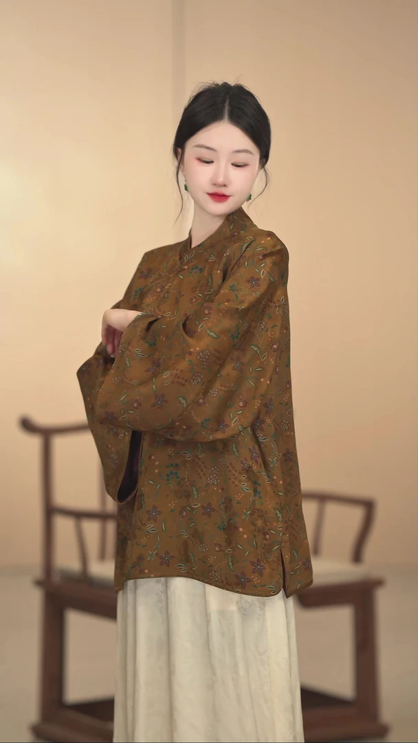 「瑶华」倒大袖新中式夏季复古春夏日常斜襟中国风古风长袖圆领立领