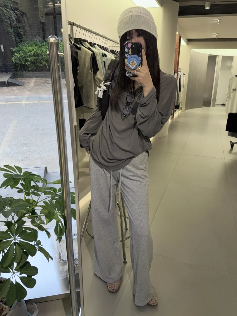 设计师品牌SR夏季极简松弛感V领防晒长袖T恤（No退）