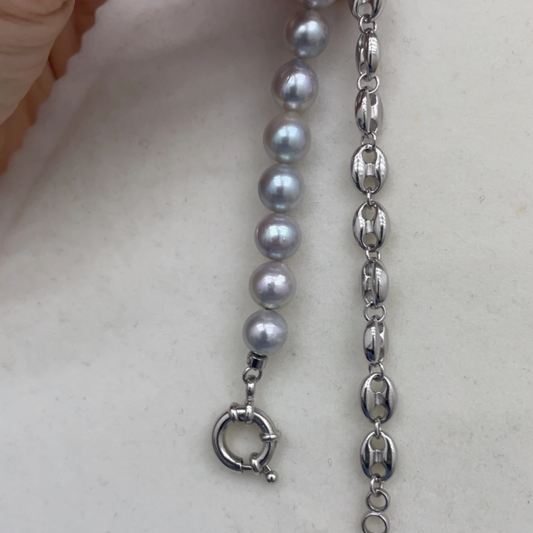 银S925镶嵌手绳海水珍珠