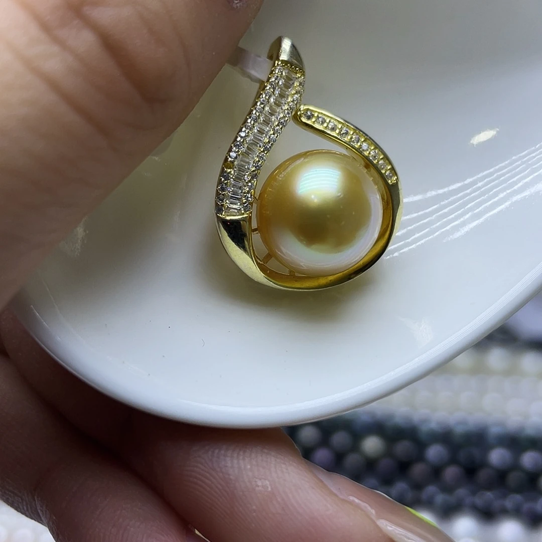 海水珍珠银S925镶嵌颈饰