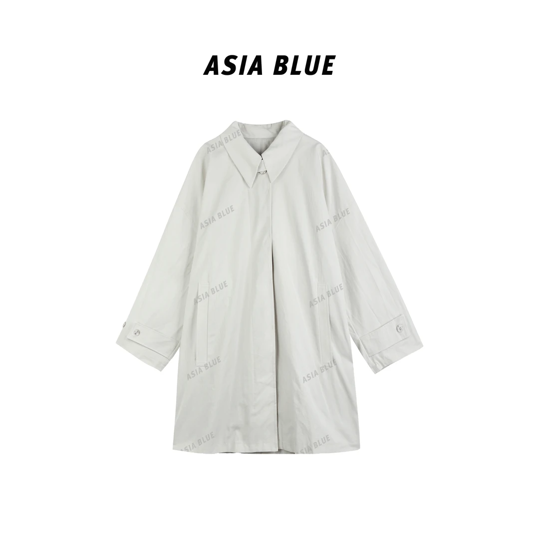 【ASIA BLUE】2025春款气质净色中长款风衣外套#C12505612