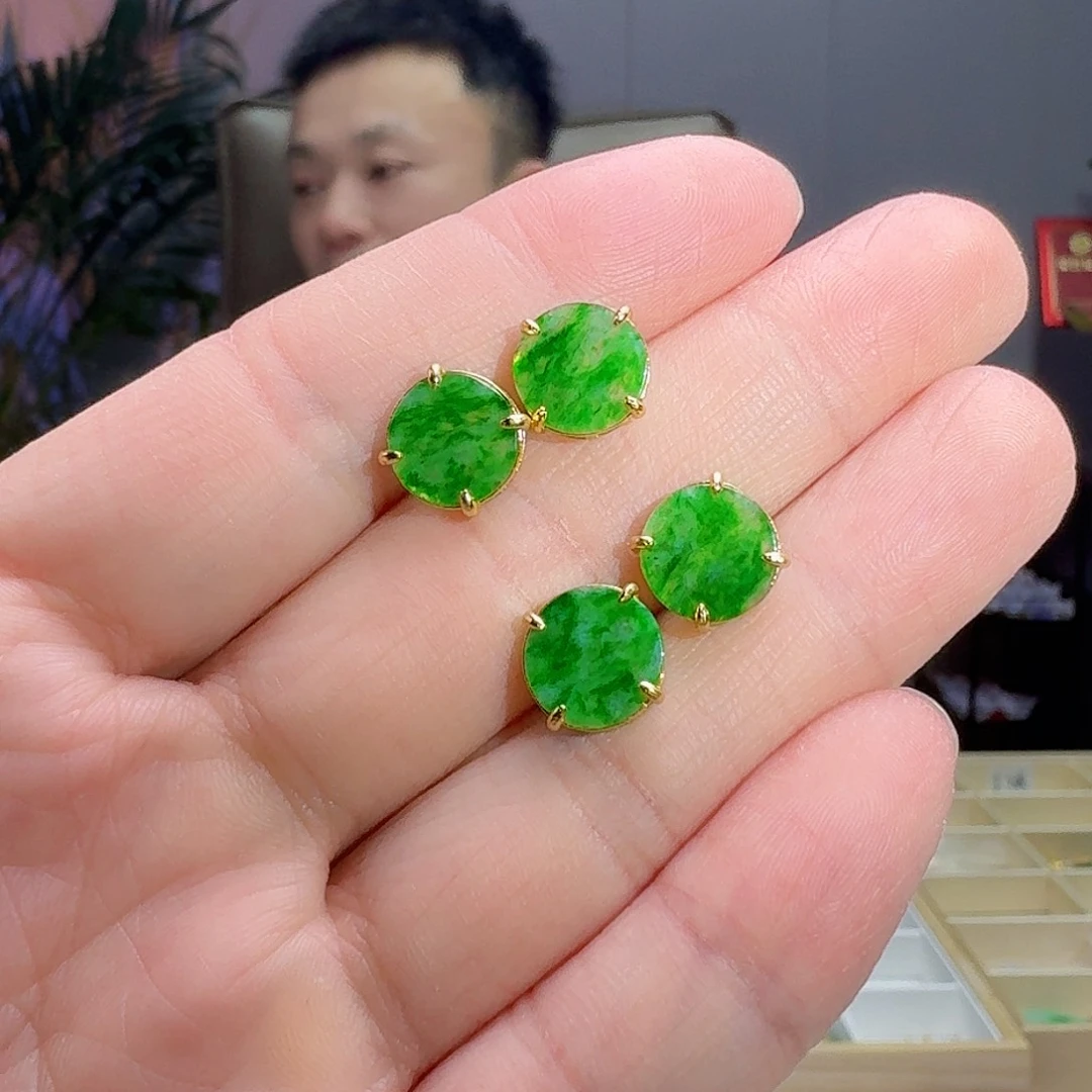 翡翠耳饰银S925镶嵌多样性发货其一