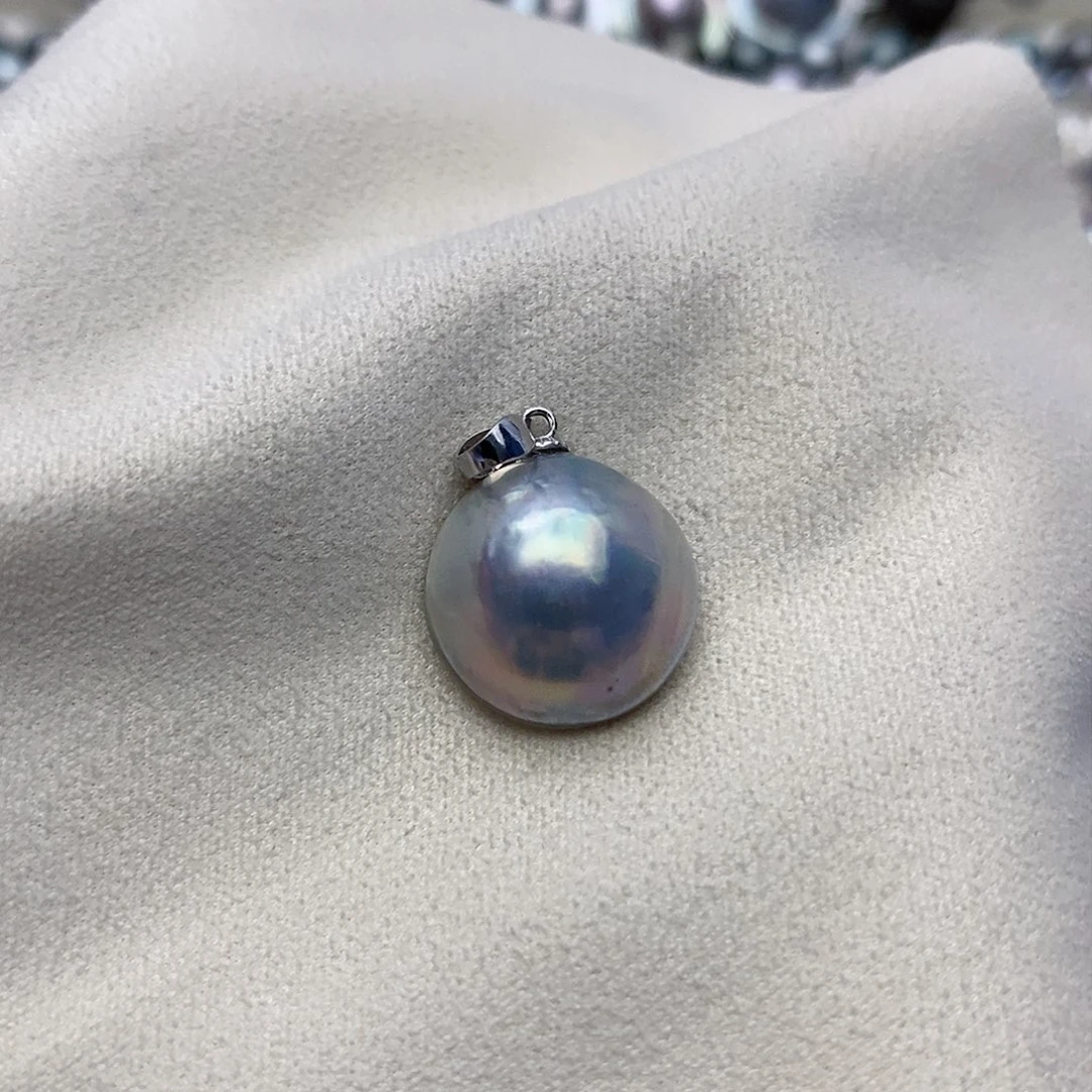 【闪购商品】银S925镶嵌拼合珍珠（马贝珠）颈饰