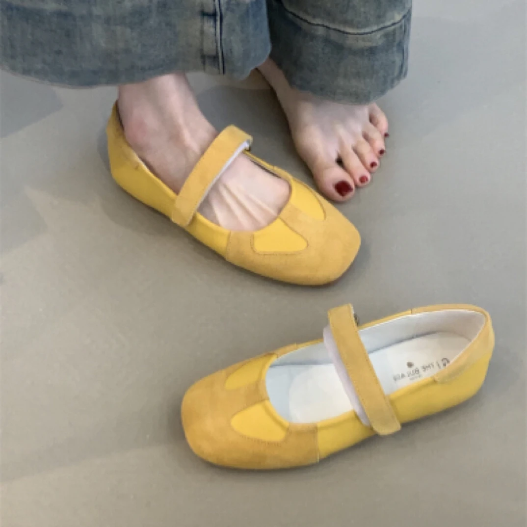 3258-1真皮温柔仙女玛丽珍鞋法式甜美可爱紫色休闲魔术贴晚晚鞋