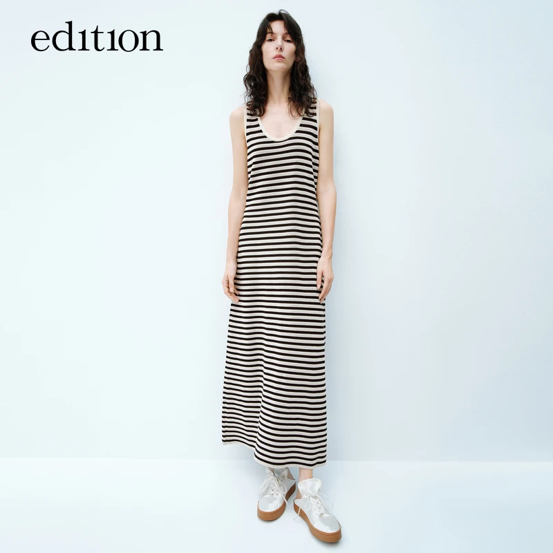 【E+春雨胶囊系列】edition春新款无袖条纹针织裙#EBD1DRSK01