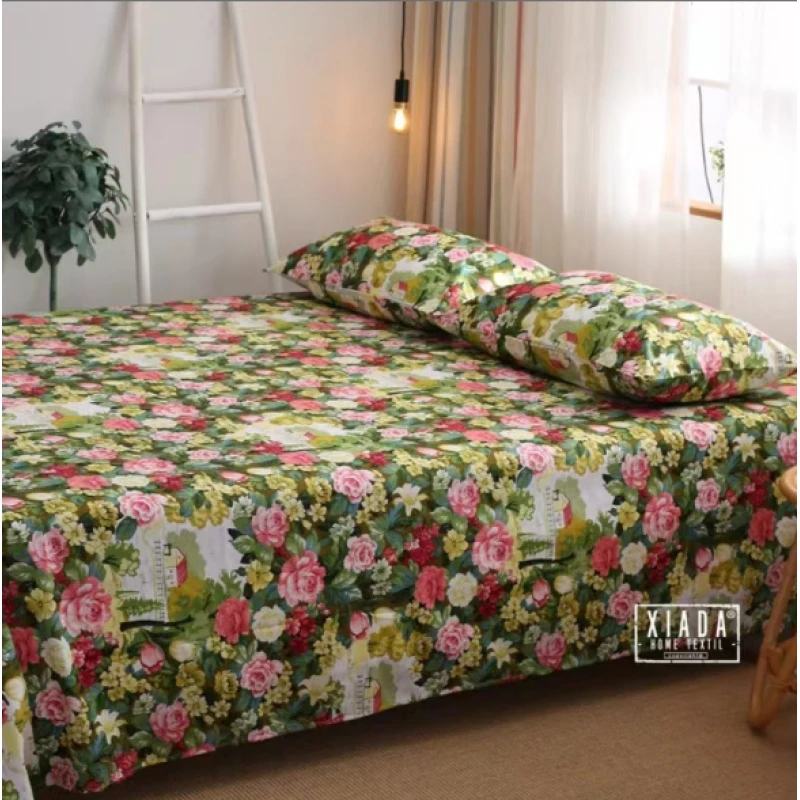 莫奈花园棉床单枕套三件套印花亲肤透气高颜值