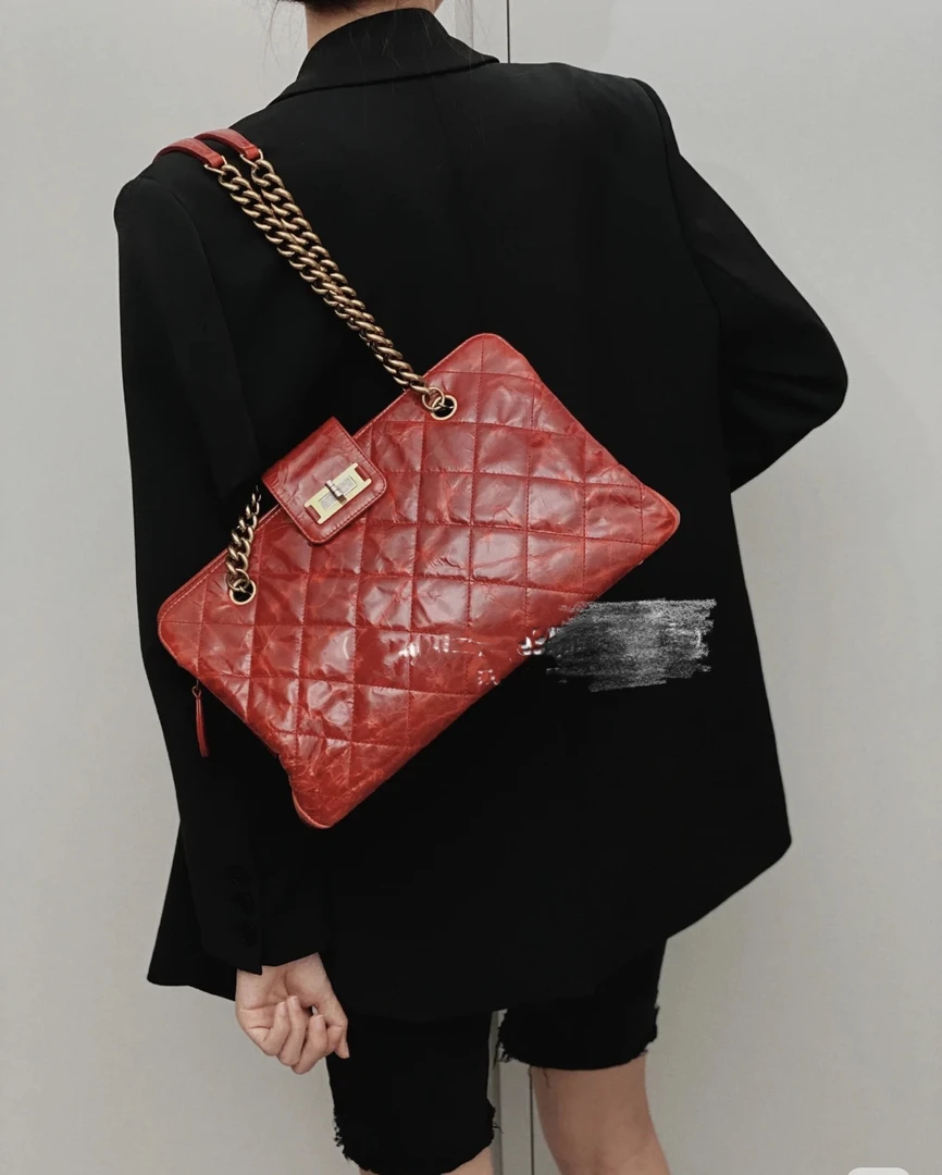 95新 Chanel/香奈儿  Chanel/香奈儿2.55方扣 暗红色机车包