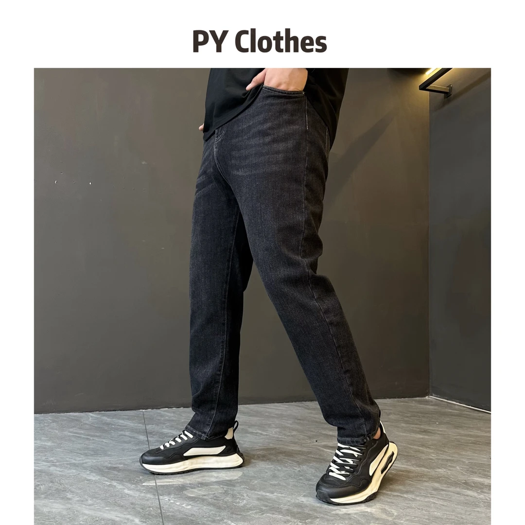 胖语大码男装 2025秋季新款百搭休闲水洗高级灰直筒牛仔裤772#M