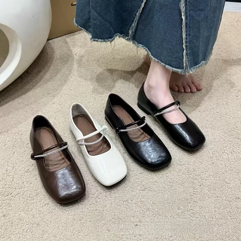 573秋季女鞋仙女风方头浅口平底舒适软底玛丽珍鞋女单鞋