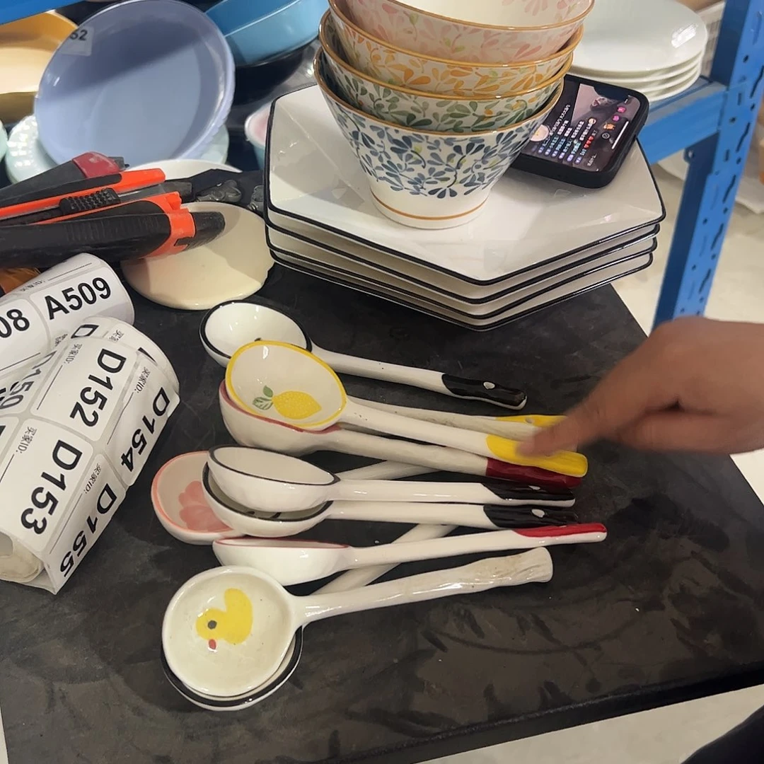 瓷片长柄杓10个花色随机