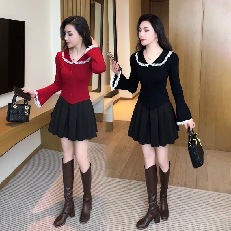 法式针织衫女2025春秋新款时尚洋气质长袖上衣修身显瘦百搭打底衫