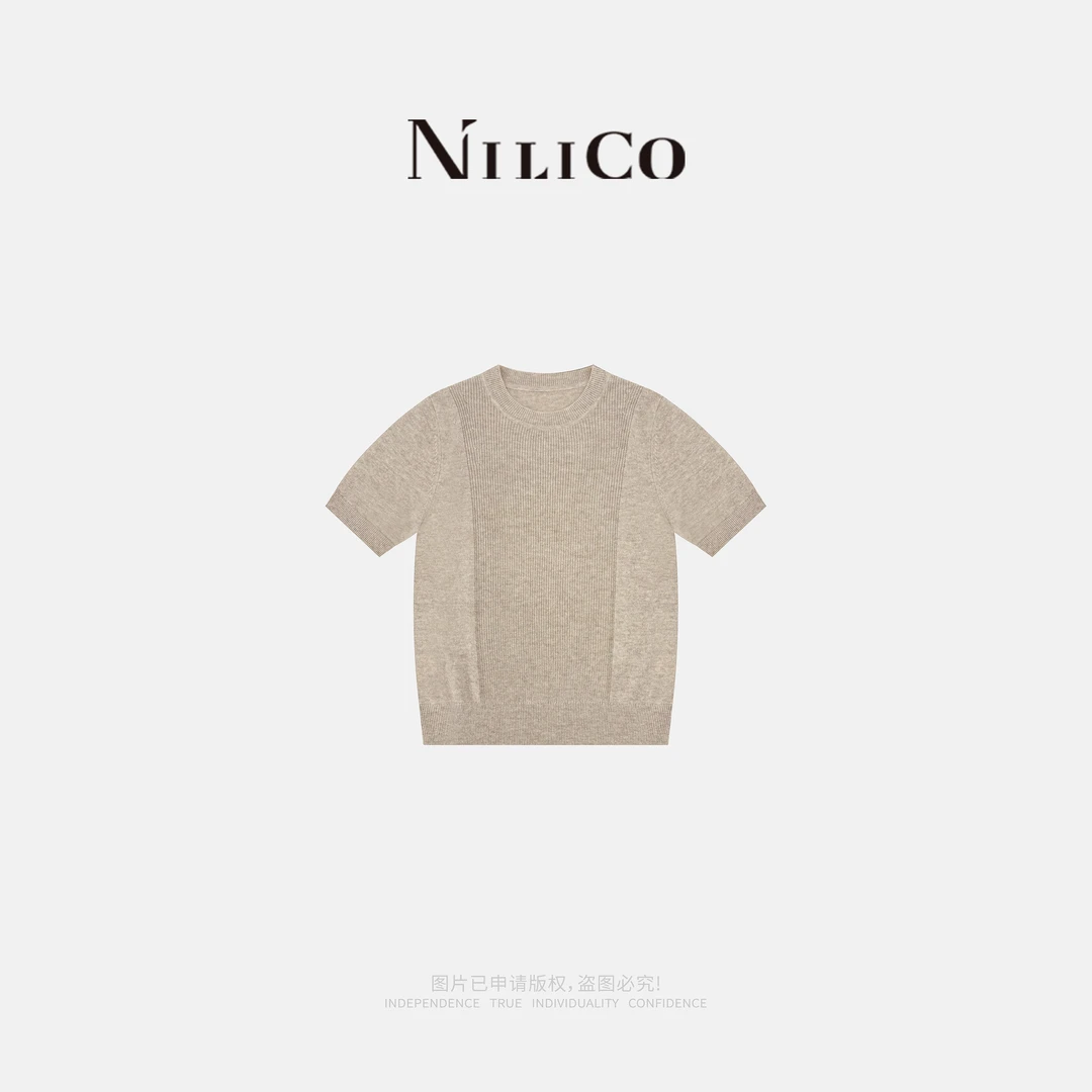 NILICO【稻香】100%羊毛法式圆领时尚百搭夏季通勤休闲上衣针织衫