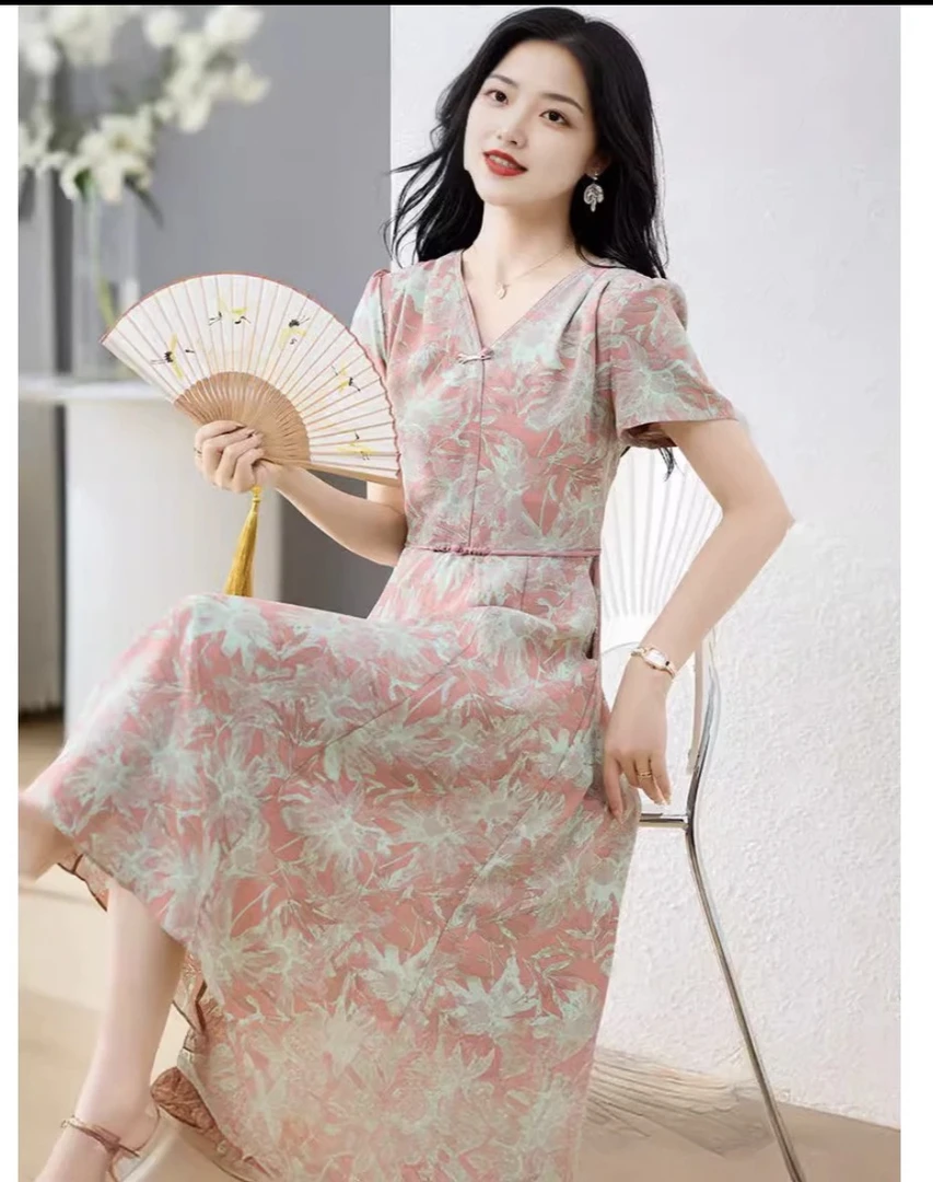 8891#气质碎花连衣裙