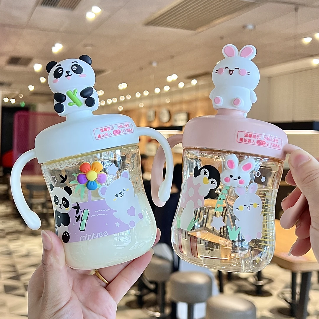 2025新款儿童牛奶杯一岁以上奶瓶PPSU吸管水杯宝宝直饮刻度喝奶杯