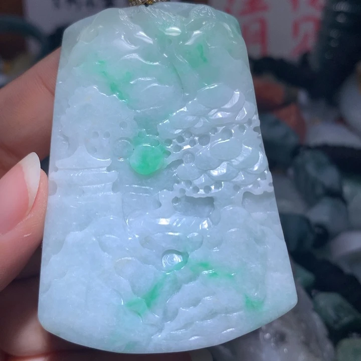 翡翠未镶嵌颈饰保真天然A货翡翠