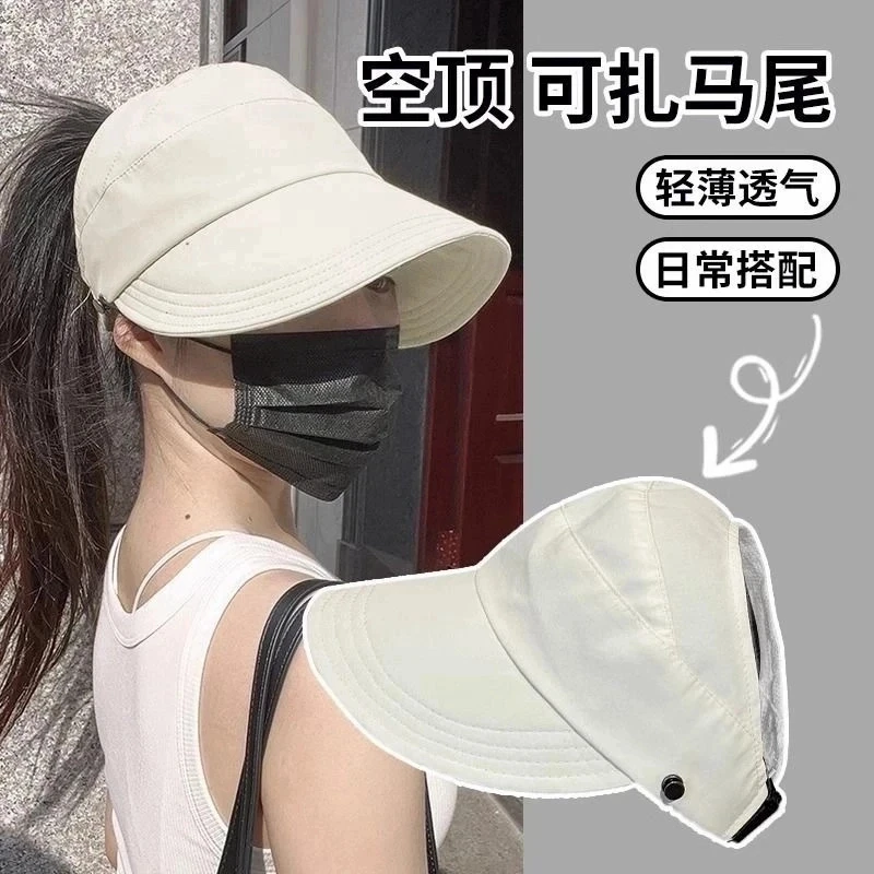 【春夏必备款】空顶鸭舌帽女升级可挂口罩户外遮阳帽薄款速干防晒q