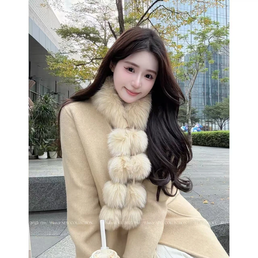 含67.9绵羊毛【奶霜雪球】温与柔冬季绵羊毛气质韩版百搭双面呢大衣