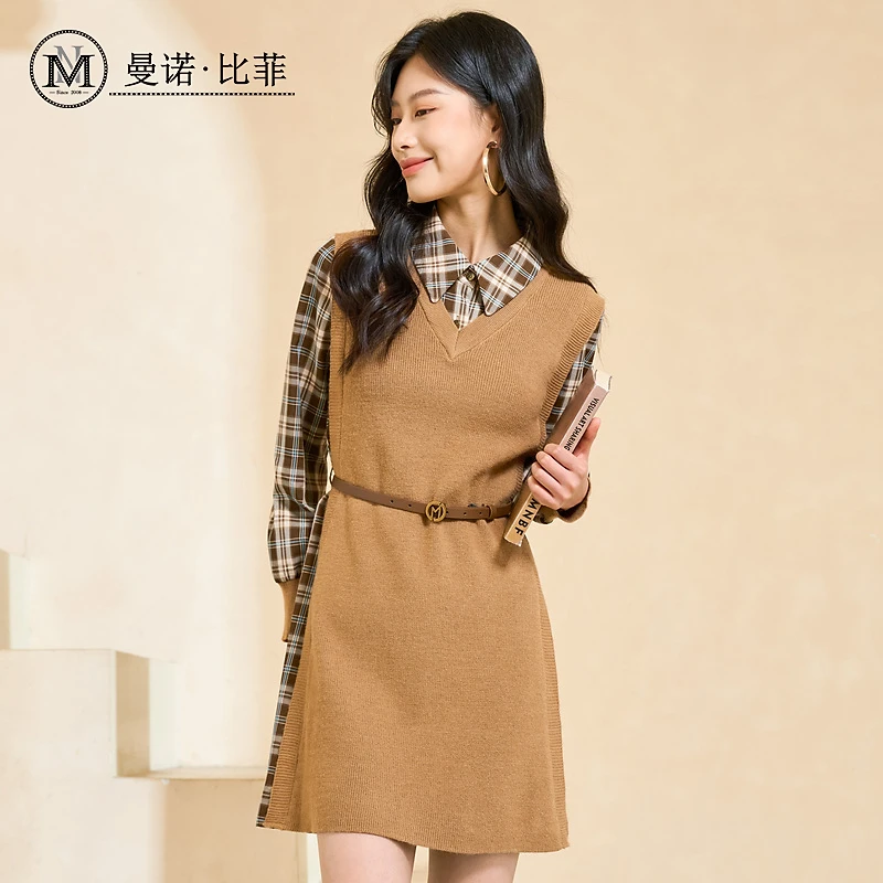 【媛媛专属】精致毛织拼接连衣裙DMEEL131162