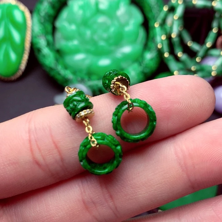 翡翠未镶嵌耳饰A货