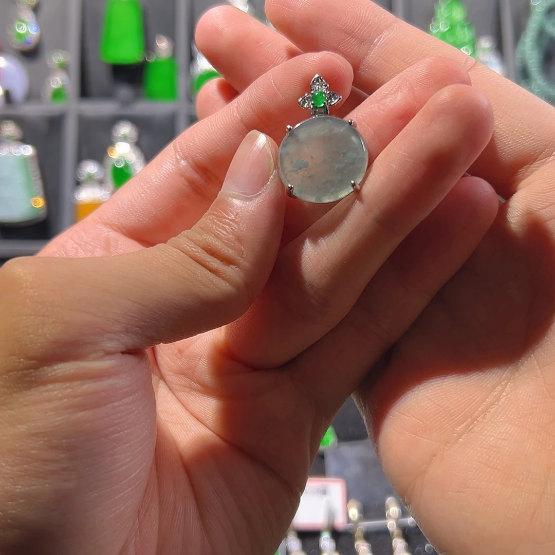 翡翠银S925镶嵌吊坠(不含链)