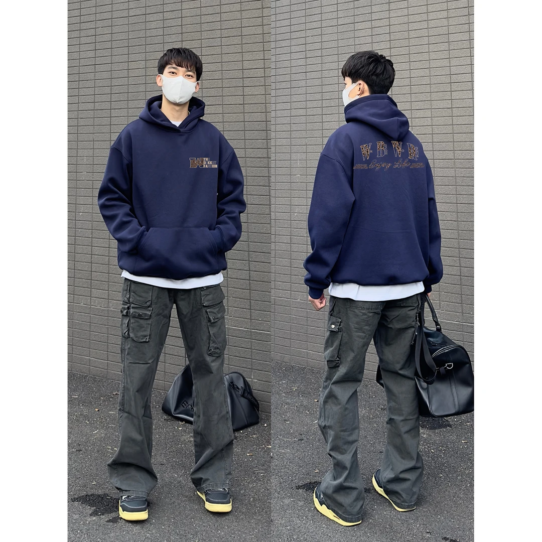 美式潮流ins风字母印花宽松连帽卫衣男女秋冬季休闲百搭情侣上衣