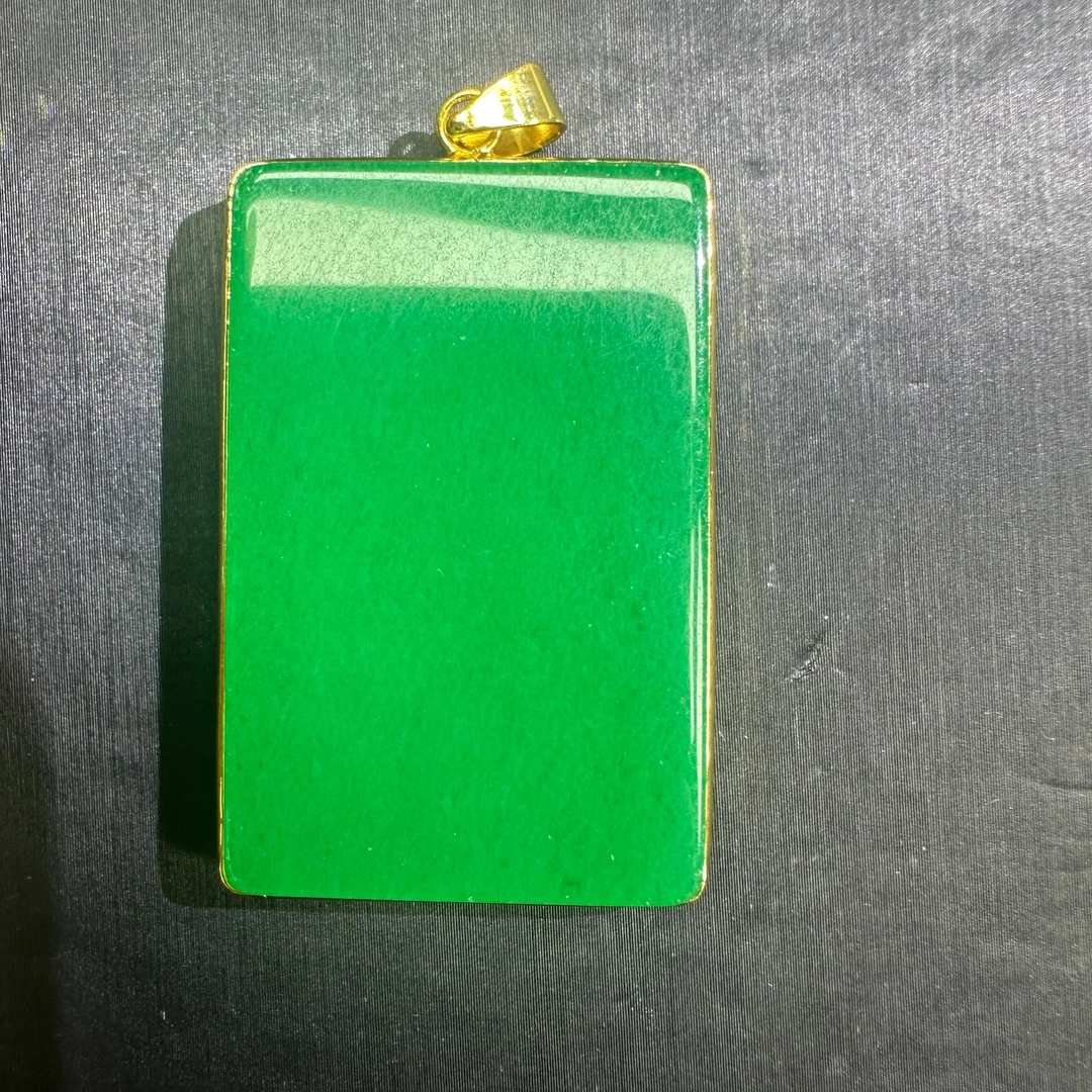 翡翠满绿无事牌吊坠H087