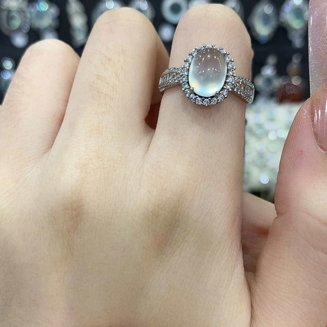 蛇纹石玉银S925镶嵌戒指