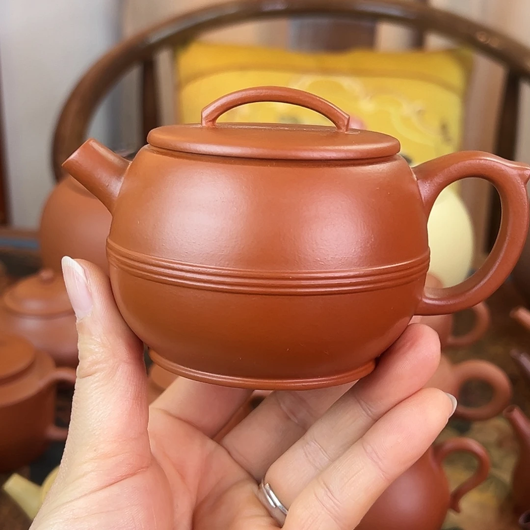 紫砂茶壶精品 线圆 小红泥 250cc