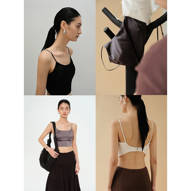 CHIC JANE池简重磅19MM真丝弹力缎/0束缚光泽感高亟吊带背心