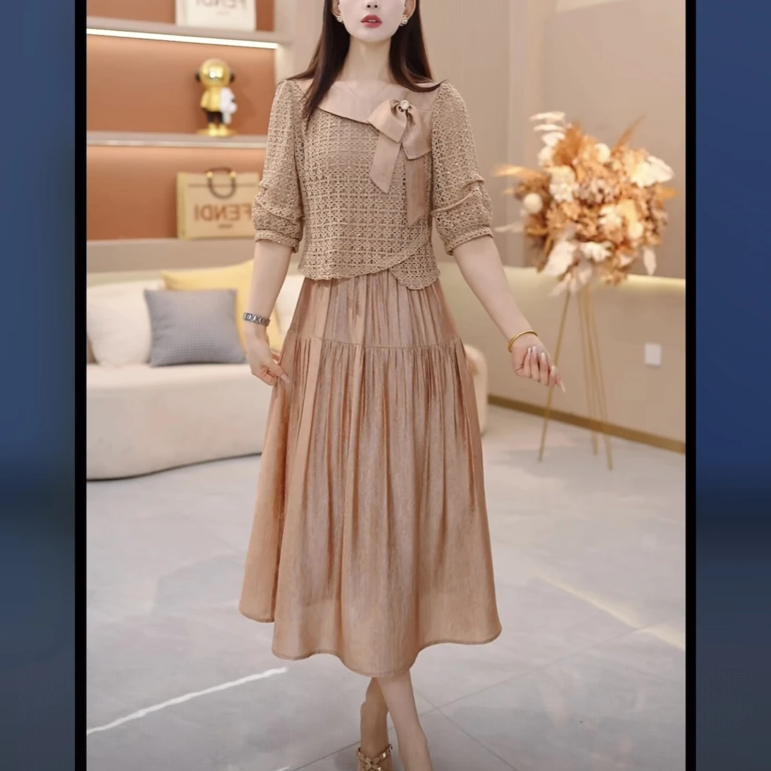 【上衣+连衣裙】SJYH2890早秋新款显瘦时尚优雅减龄洋气两件套裙