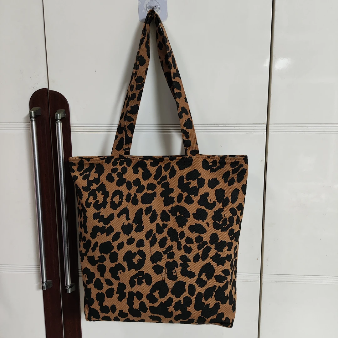 针实手工自制棉牛仔豹纹可手拎可单肩背的时尚布包包