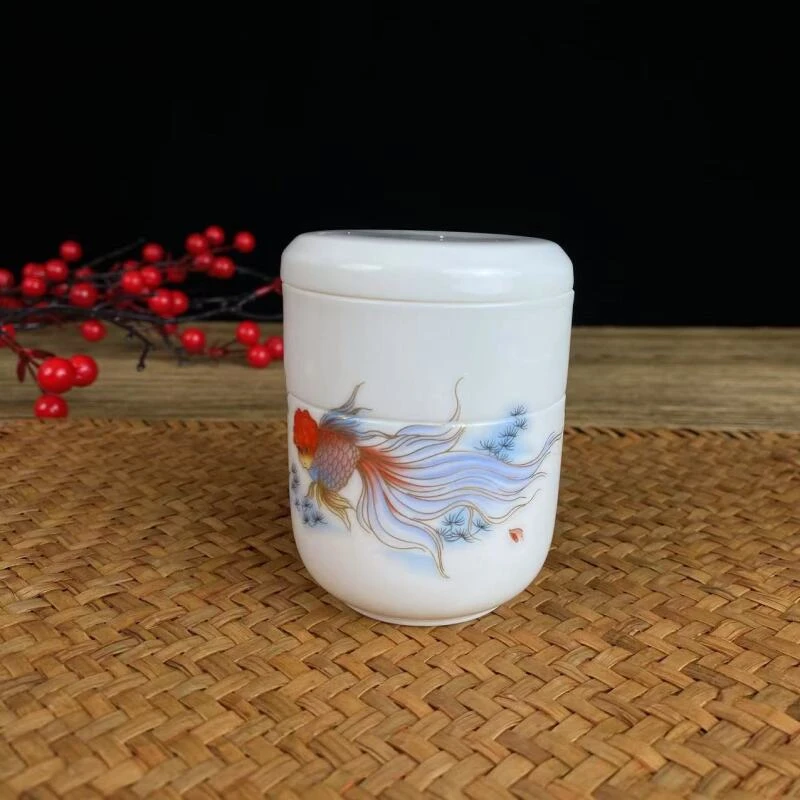 E922汇儒堂羊脂玉瓷金玉满堂茶具套组便携式车载户外旅游快客茶杯