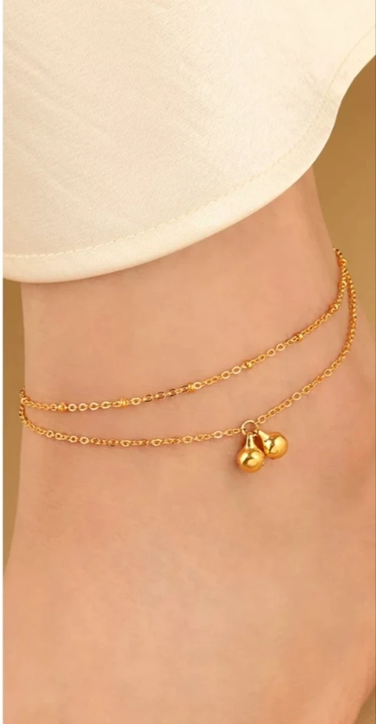 钛钢锆石项链 欧美风女轻奢网红欧美金色爱心脚链两世欢气质